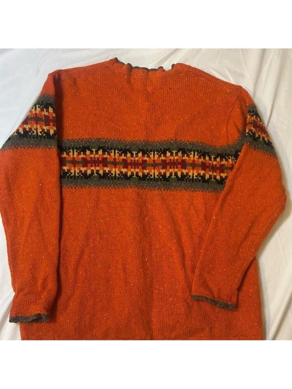 Vintage Eddie Bauer Medium Women’s Wool Blend Sweater Orange V-Neck Sweater Y2K - Picture 11 of 11